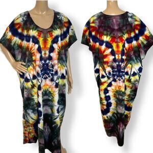 handmade tie dyed dress 2XL funky tribal psychedelic black